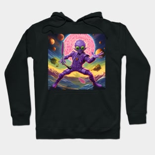 Purple Alien Playing Pickle Ball Hoodie